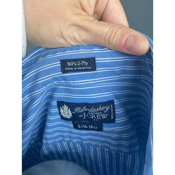 J Crew mens blue/white striped button down shirt - Picture 5 of 6